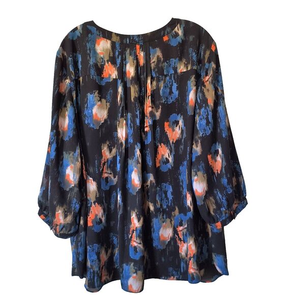 NYDJ Blouse Womens Size 2X Multicolor Artsy Abstract Career Office Geometric - Picture 2 of 16
